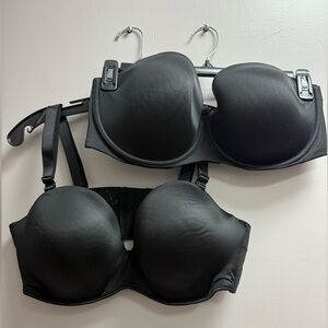 NWOT Cacique by Lane Bryant Women’s Set of Two Quality 42DD Black Strapless Bras